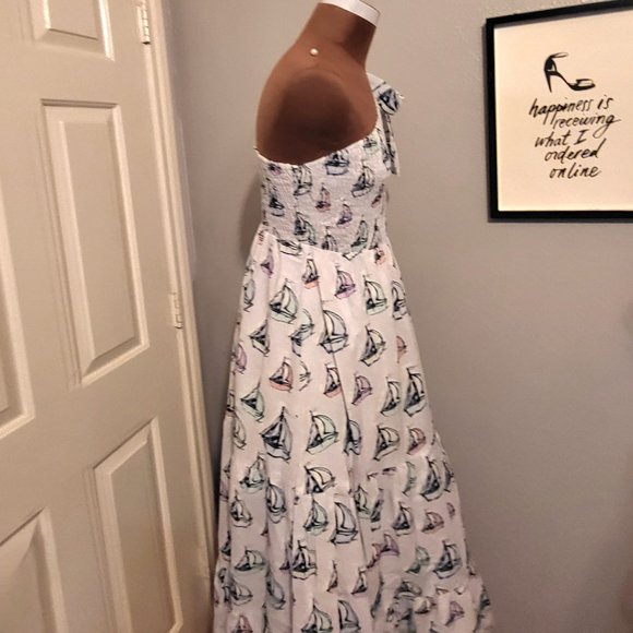Kathleen Maeve Lauren Maxi Dress | Blue Sailboats NWOT - Picture 7 of 12